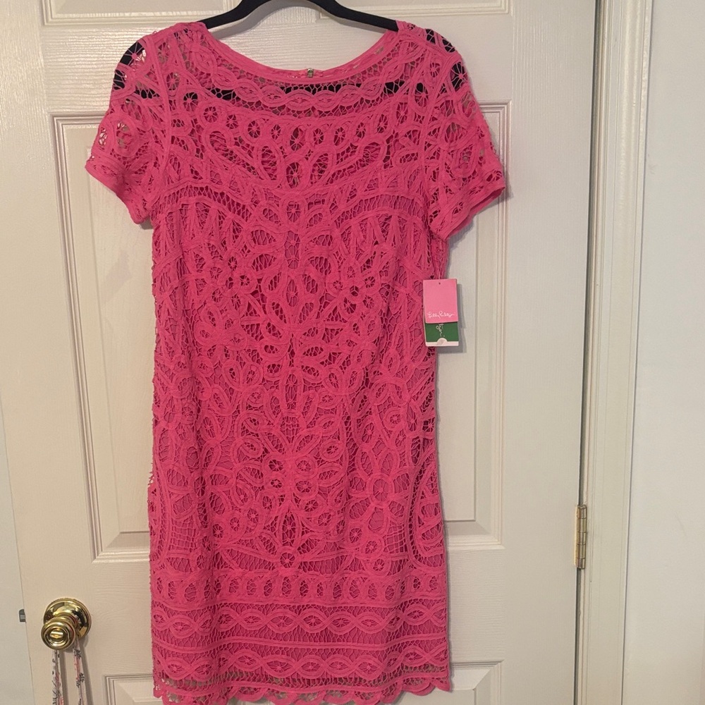Lilly Pulitzer Mariekate Lace M Shift Dress in the color Hotty Pink